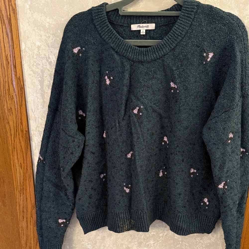 Madewell Green embroidered sweater
